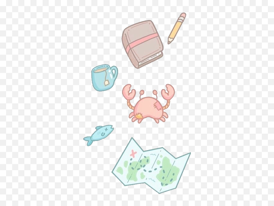 Crab Map Cute Kawaii Tae Tea Sticker - Illustration Emoji,Kawaii Tea Set Emoji