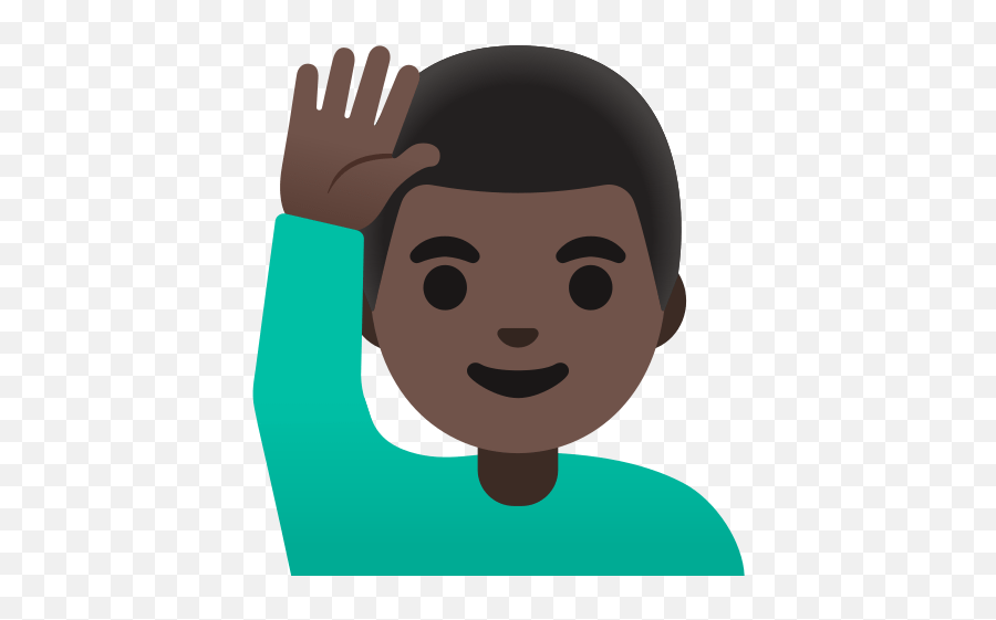 Raised Hand With Dark Skin Tone - Emoji Raising Hand Icon Png,Raised Hand Emoticon.