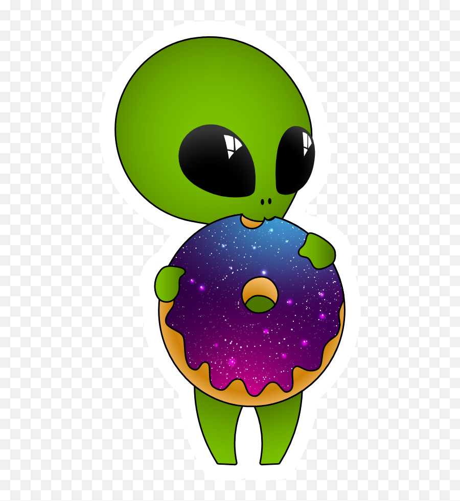 Cute Alien With Donut Sticker Cute Alien Alien Artwork Emoji,How To Change Emojis On G4 Plus