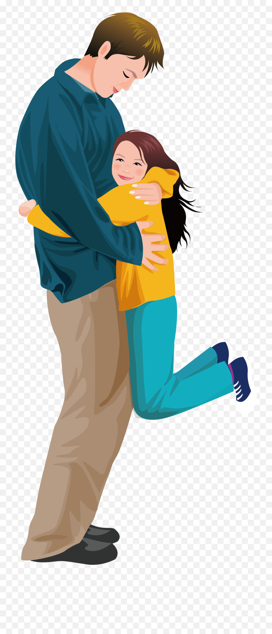 Father Daughter Hug Girl Illustration - Father Hugging Daughter Clipart Emoji,Father Emoji