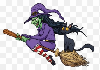 Images In Halloween - Flying Cartoon Witch Emoji,Emoticon Witch And Cauldron Gif