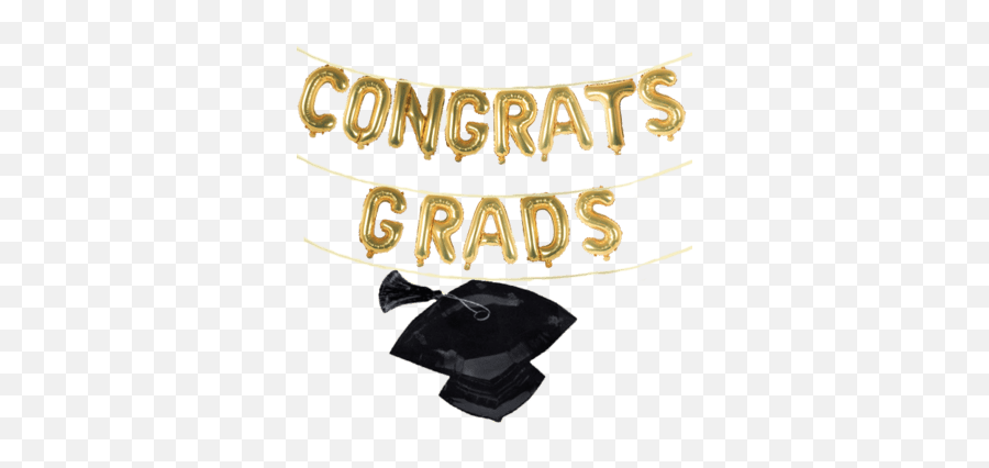 Congrats Grads Banner Set With Giant Graduation Cap Balloon - Congrats Grad Balloons Png Emoji,Graduation Cap Emoji
