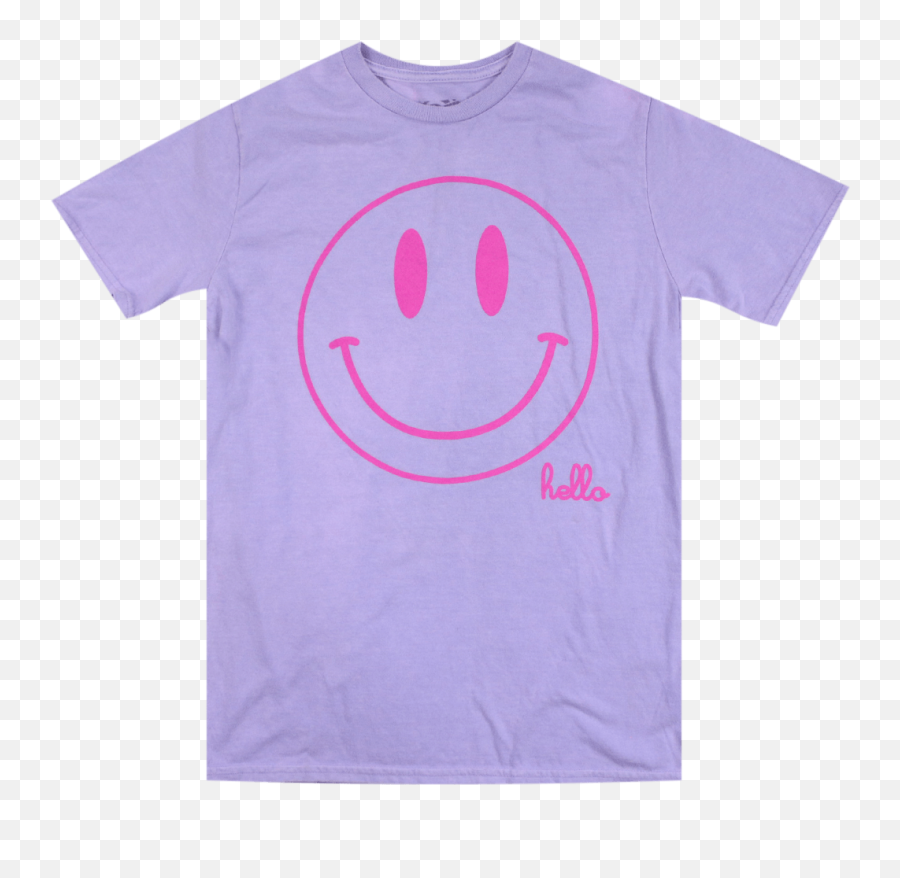 Hello Smiley Lavender T - Shirt U2013 Hello Apparel Short Sleeve Emoji,Lifted Shoulders Emoticon