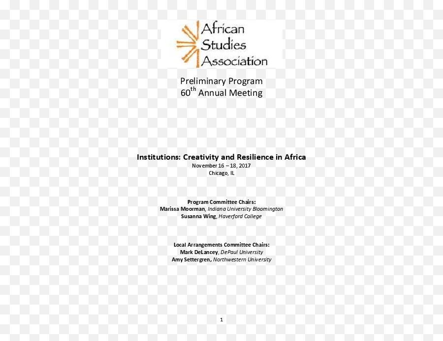 Pdf African Studies Association Preliminary Program Of The - Vertical Emoji,The Original Emotions Joe Nigro