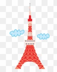 Red Tokyo Tower Clipart - Tokyo Tower Clipart Emoji,Tokyo Tower Emoji