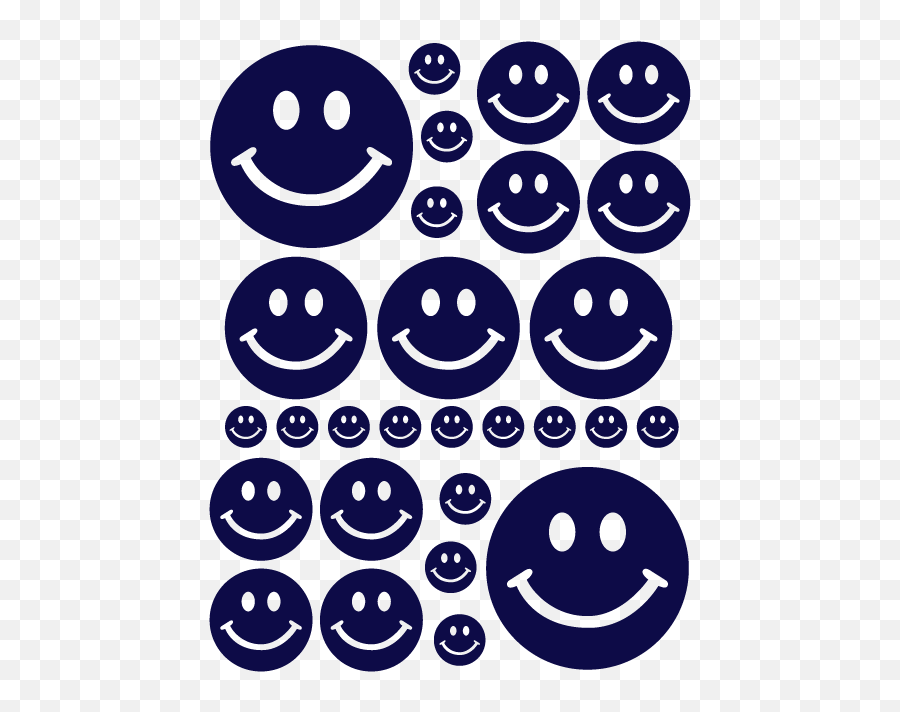 Smiley Face Wall Decals In Navy Blue - Navy Blue Smiley Face Emoji,=-0 Emoticon