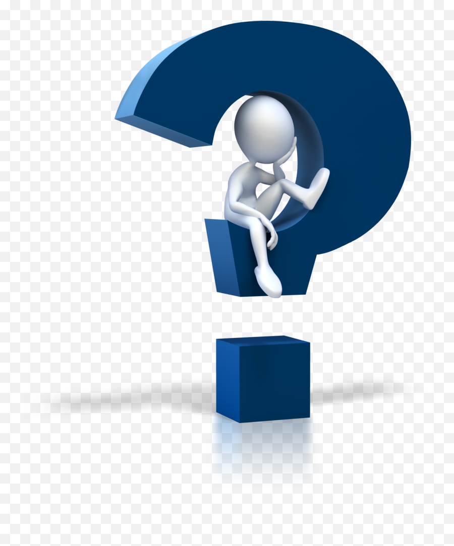 Figure Sitting In A Blue Question Mark - Question Mark Clip Question Mark Thinking Clipart Emoji,Question Mark Emoji Png