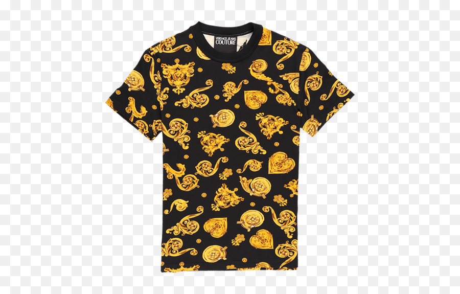 Versace Floral Printed T - Shirt Nero On Garmentory Short Sleeve Emoji,Cowboy Boot Emoticon