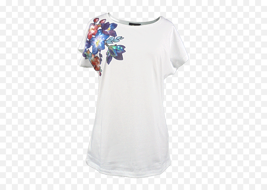 Camiseta Estampado Flores Hombro - Short Sleeve Emoji,Camisas De Emojis Hecha A Mano