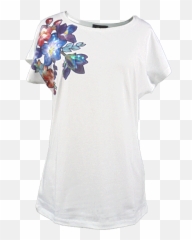 Camiseta Estampado Flores Hombro - Short Sleeve Emoji,Camisas De Emojis Hecha A Mano
