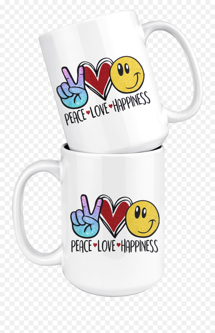 Peace Love Happiness Emoji 11oz Or 15oz Coffee Mug - Happy 28th Wedding Anniversary Mug,Emojis Party Invitations