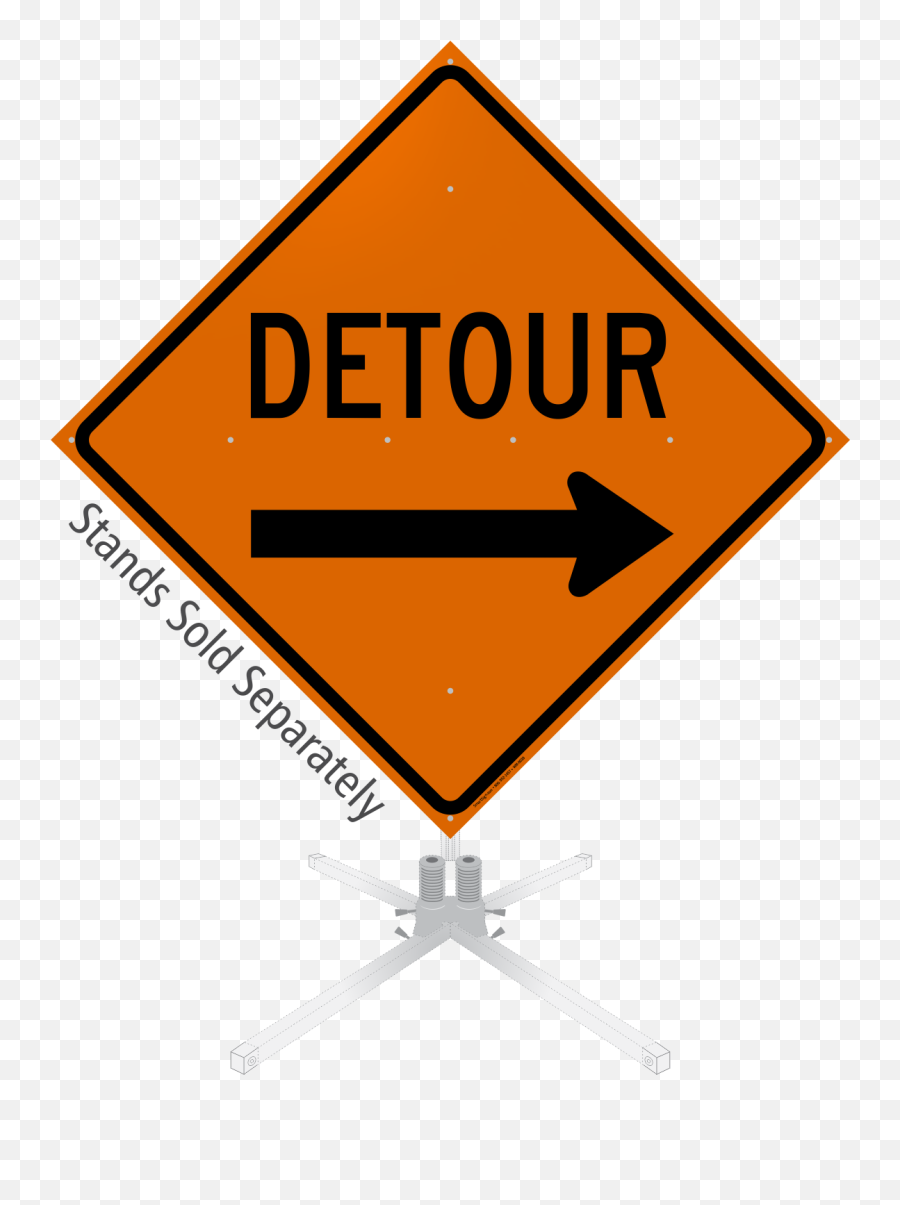Make Detours Simpler With Our Directional Detour Sign So That There Is No Confusion While Navigating The Path - Available In 3 Retroreflective Emoji,Not Sure Face Text Emoticon