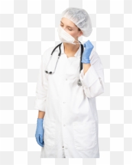 Three - Quarter View Of A Young Female Doctor Putting On A Emoji,Nurse Doctor Emoji