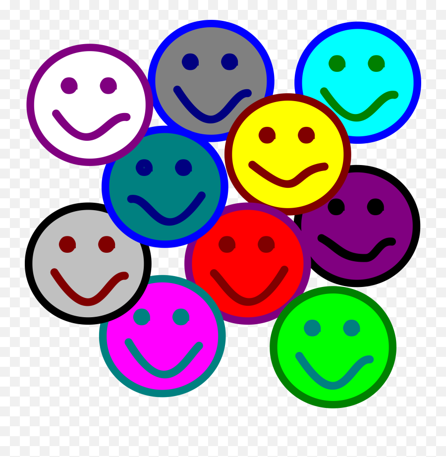 Multi - Colored Emoticons On A Black Background Group Of 10 Clipart Emoji,Free Emoticons Clipart