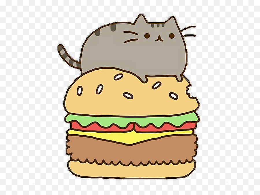 Cat Gato Gatito Kawaii Comer Eat Hamburger - Pusheen The Cat Emoji,Pusheen Emoji