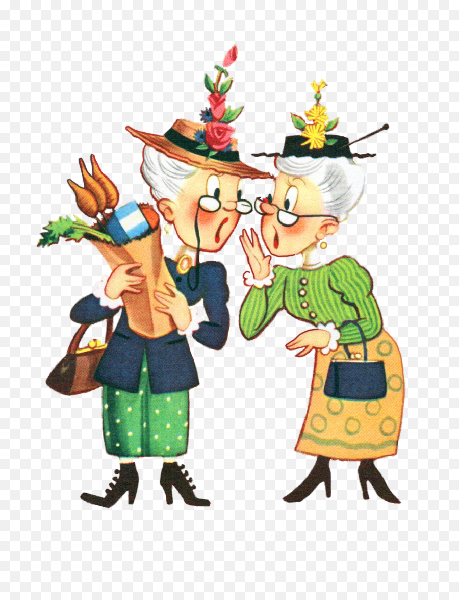 Old Ladies Fighting Cartoon Clipart - Full Size Clipart Old Ladies Gossiping Cartoon Emoji,Older Woman Emoji