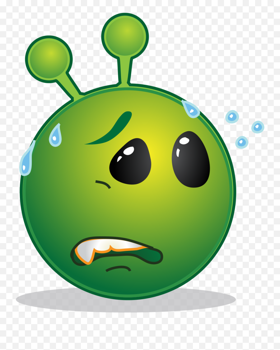 Smiley Green Alien Worried - Smiley Alien Clipart Full Smiley Alien Emoji,69 Emoticon