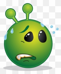Smiley Green Alien Worried - Smiley Alien Clipart Full Smiley Alien Emoji,69 Emoticon