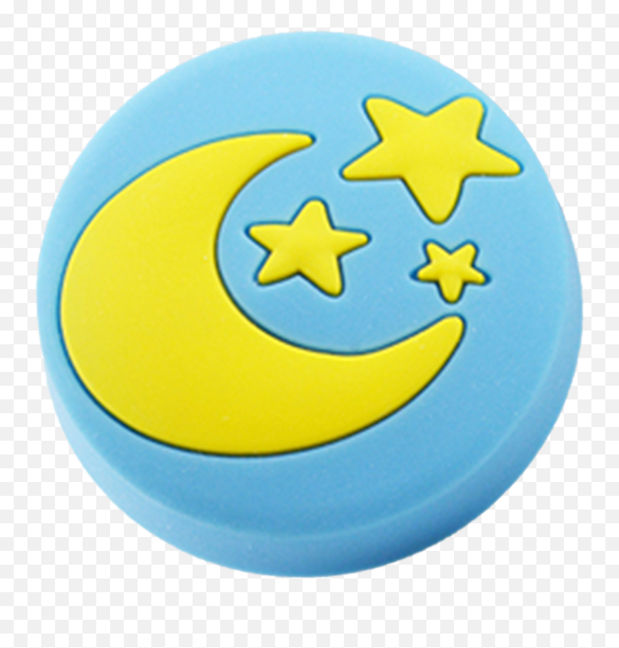 Yellow Moon And Stars On Blue Background 40mm Round Soft Rubber Knob Emoji,Flute Emoticon