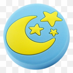 Yellow Moon And Stars On Blue Background 40mm Round Soft Rubber Knob Emoji,Flute Emoticon