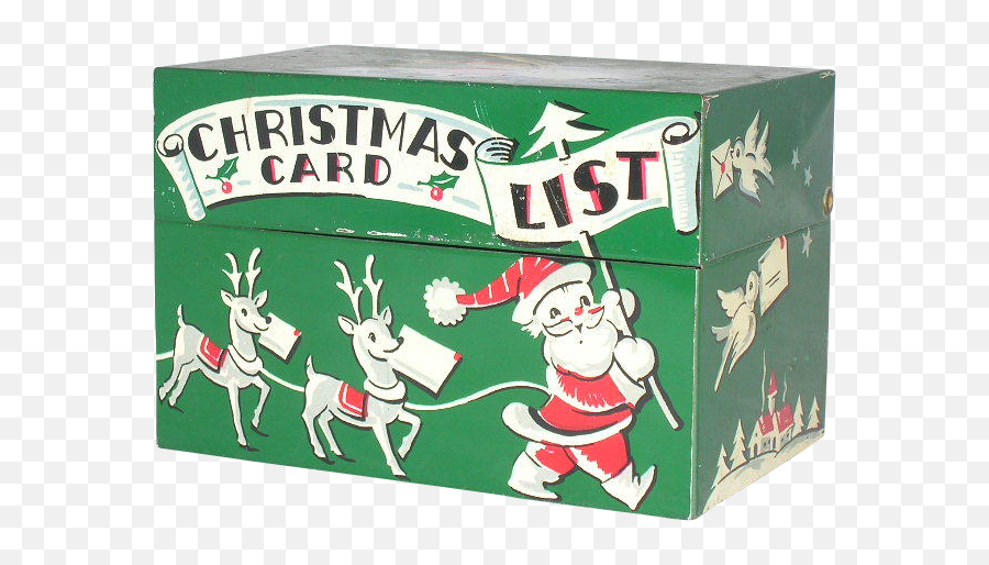 Vintage Christmas Card List File Box - Vintage Christmas Card File Box Emoji,I'm In A Glass Box Of Emotion