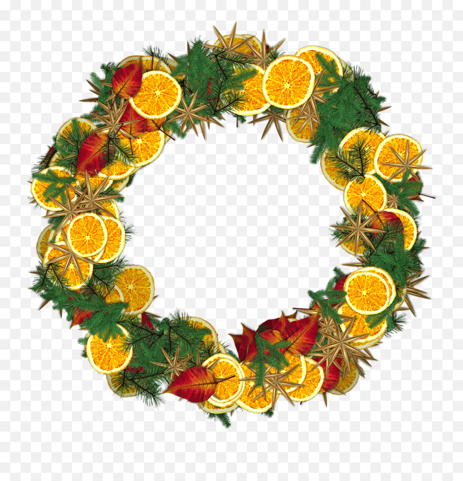 Christmas Orange Clipart - Wreath Emoji,Adornosde Emojis