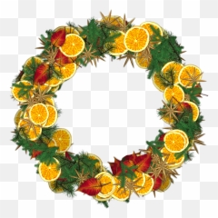 Christmas Orange Clipart - Wreath Emoji,Adornosde Emojis