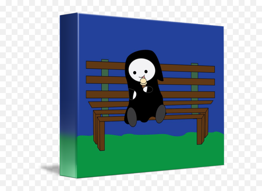 Cute Grim Reaper Eating Ice Cream - Outdoor Bench Emoji,Grim Reaper Emoticon Facebook