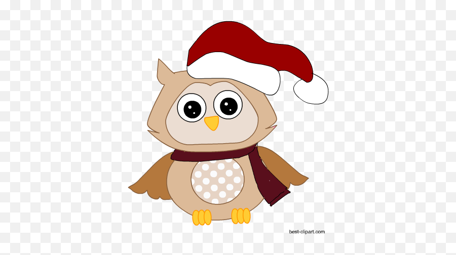 Free Christmas Clip Art Santa - Clipart Of Owl With Christmas Caps Emoji,Santa Hat Emoji