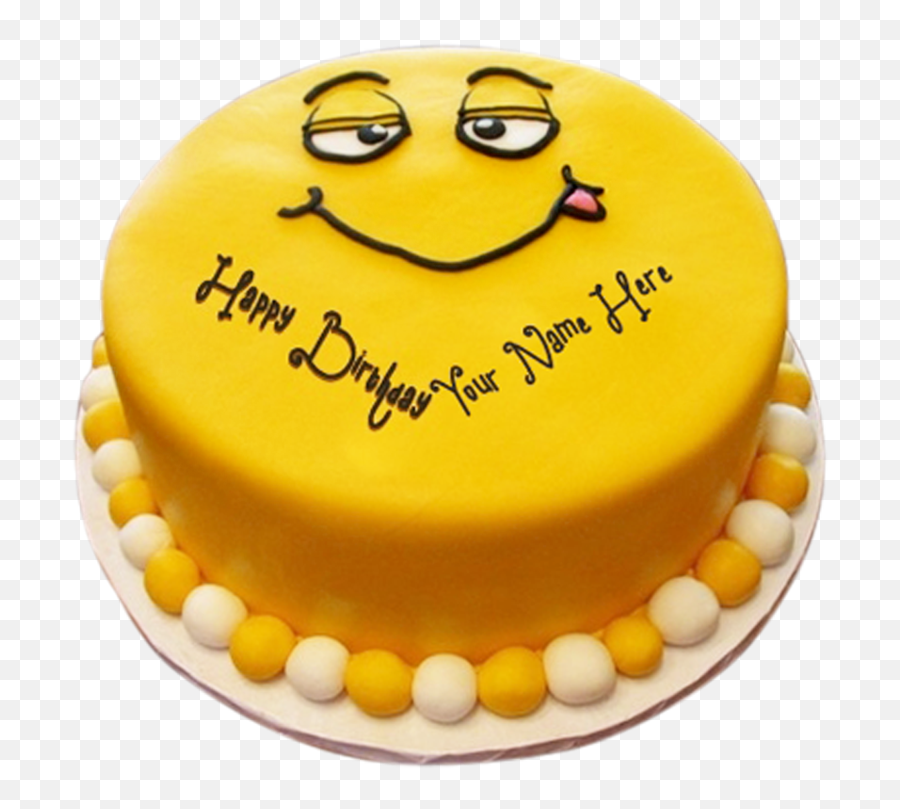 Smiley Face Cake - Happy Birthday Anas Bhai Cake Emoji,Cake Emoticon