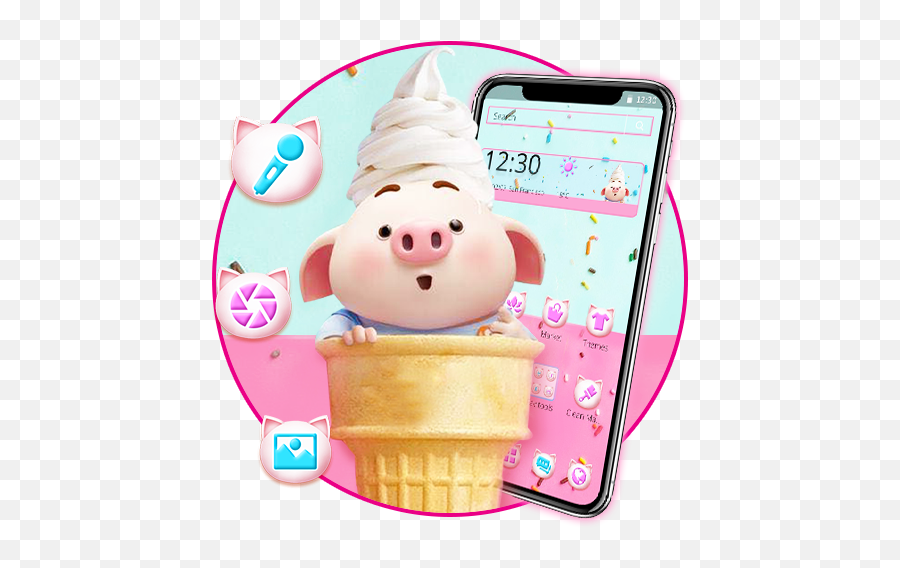Adorable Ice Cream Piggy Theme Apk 114 - Download Apk Emoji,The First Emojis Icecream