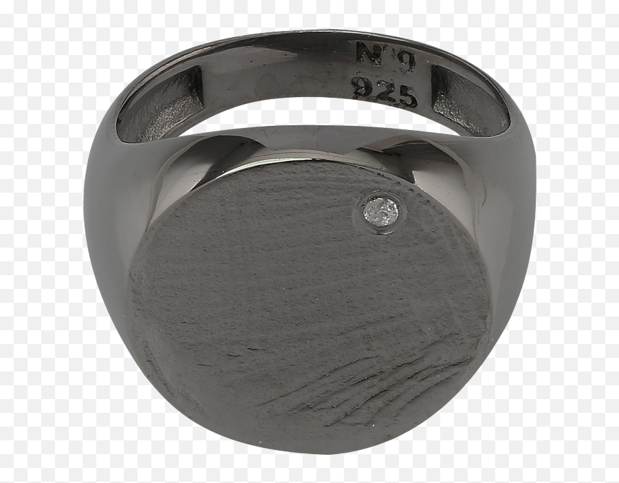 Circle Diamond Ring In Shiny Oxiddized Emoji,Emoticon Ring