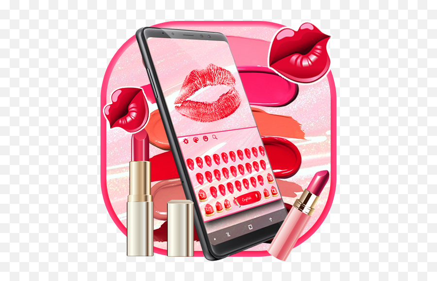 Salmon Amber Lipstick Keyboard Theme 10001001 Apk Download - Mobile Phone Emoji,Rosette Emoji