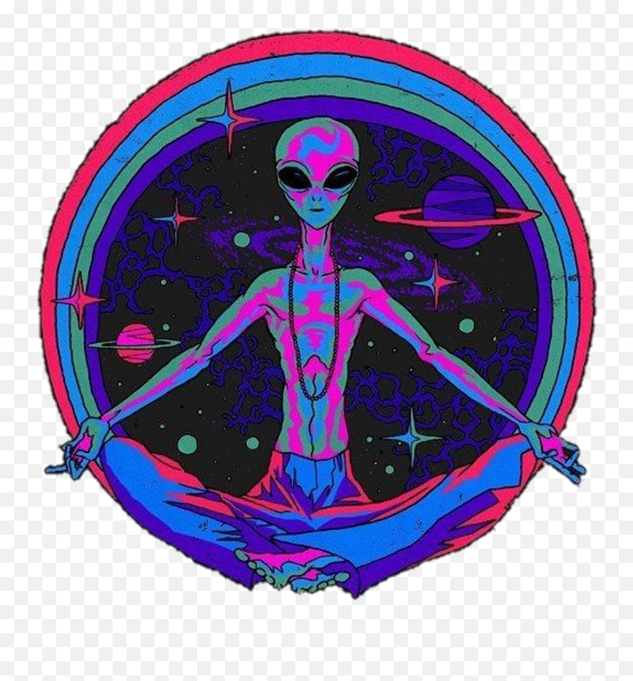 Alien Meditation Alienworld Psychodelic Weird - Art Emoji,Seatbelt Emoji