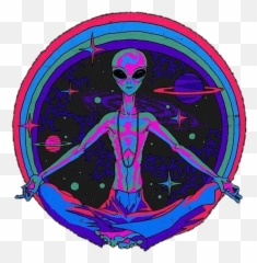 Alien Meditation Alienworld Psychodelic Weird - Art Emoji,Seatbelt Emoji
