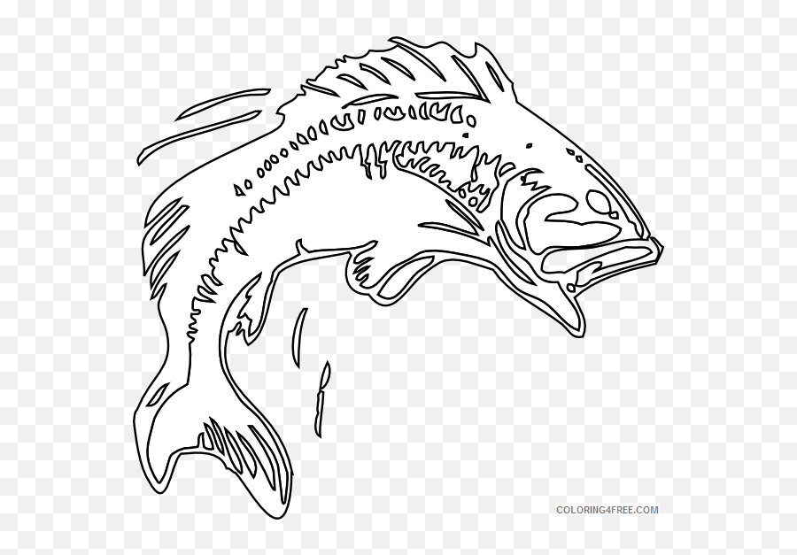 Bass Fish Coloring Pages Bass Fish - Bass Jumping Out From Water Outline Emoji,Emoji Level 31 Fish Moon