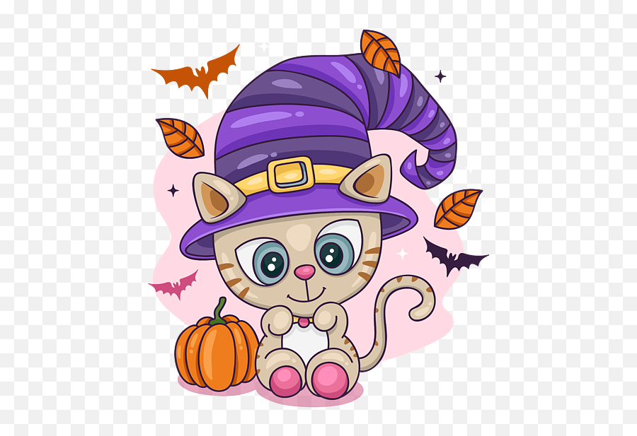 Halloween Cute Cat With Pumpkin T - Shirt Fictional Character Emoji,Pumpkins Emotion Faces