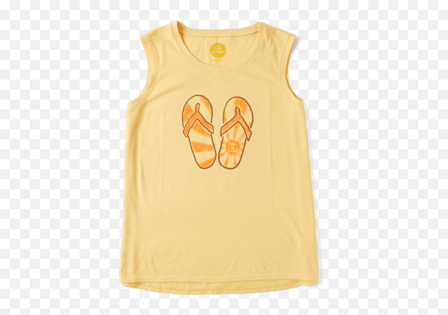 Womenu0027s Flip Flop Sun Muscle Tee Life Is Good Official Site - Sleeveless Emoji,Flipping A Bird Emoji