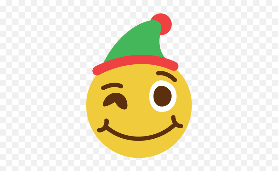 Winking Elf Hat Face Emoticon 2 - Transparent Png U0026 Svg Smiley Images With Cap Emoji,Winky Emoji