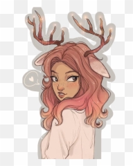 Horns Sticker Challenge On Picsart - Cute Animal Girl Drawing Emoji,Horns Down Emoji