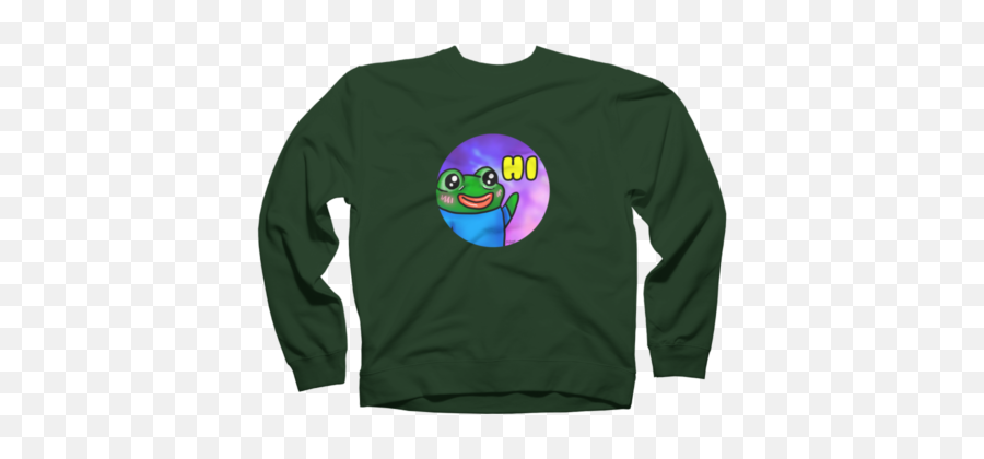 Broadcasters New Green Characters Crewnecks Design By Emoji,Saying Hi Emoticon