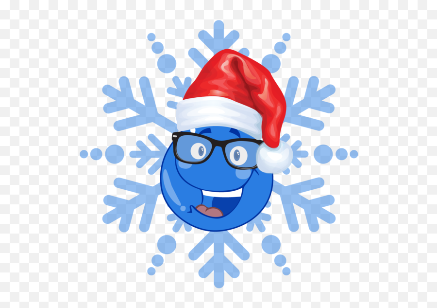 Snowflake Line Shape Blue Christmas Ornament For Christmas Emoji,Santa Hat Emoticon
