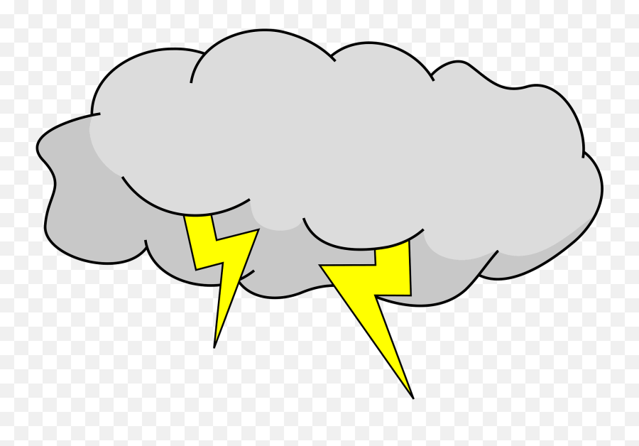 Gray Storm Cloud And Lightning Bolts - Cartoon Storm Cloud Emoji,Thunderstorm Emoji