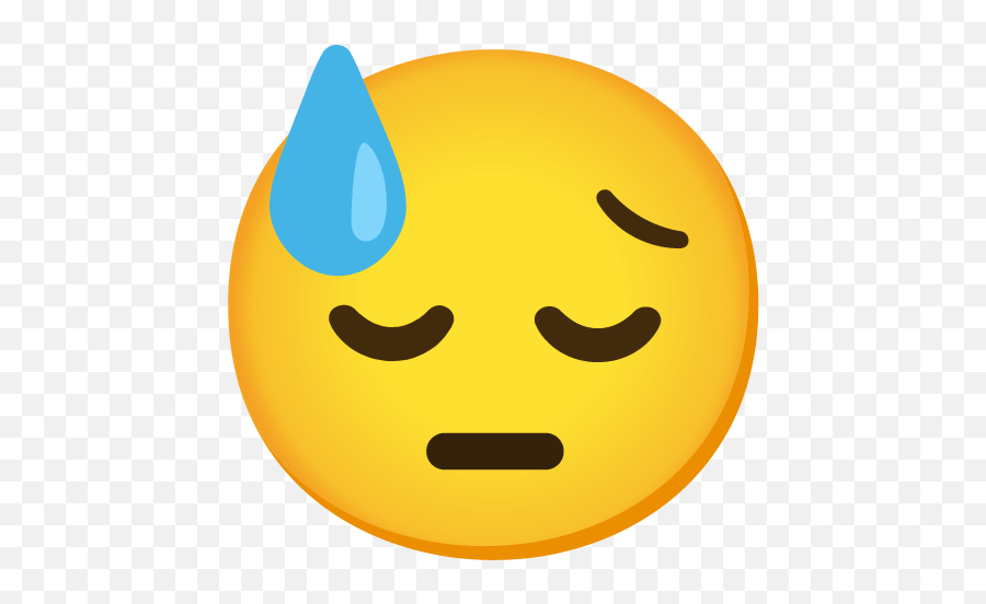 Downcast Face With Sweat Emoji - Emoji Triste Con Sudor,Sweat Emoji Png
