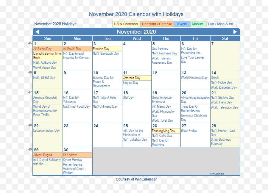 November 2020 Calendar With Holidays - United States Holidays November 2020 Calendar Emoji,Free Holiday Emoji