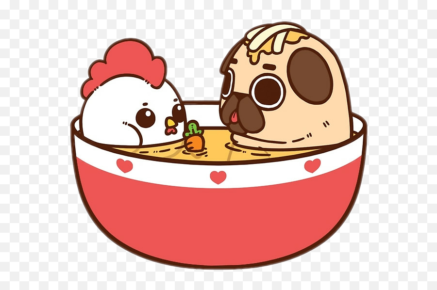 Puglie Pug Chiken Socute Sticker - Perros Pug Kawaii Comida Emoji,Puglie Pug Emojis