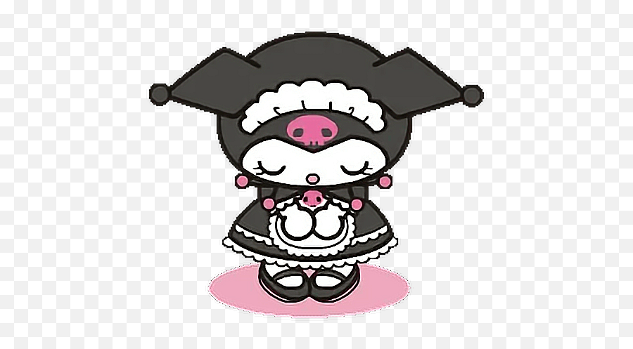 Kuromi Blackandpink Maid Sanrio Sticker By Angel - Sanrio Png Gif Emoji,Maid Emoji