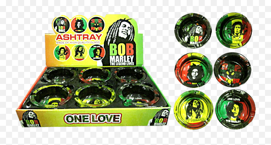 Bob Marley One Love Glass Ashtray - Battle Strikers Emoji,Bob Marley Emoji