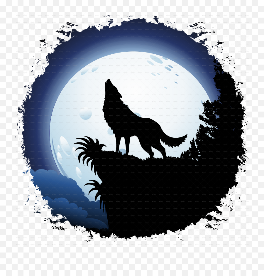 Download Gray Wolf Red Coyote Moon Free - Wolf Howling Art Emoji,Wolf Moon Emoticon