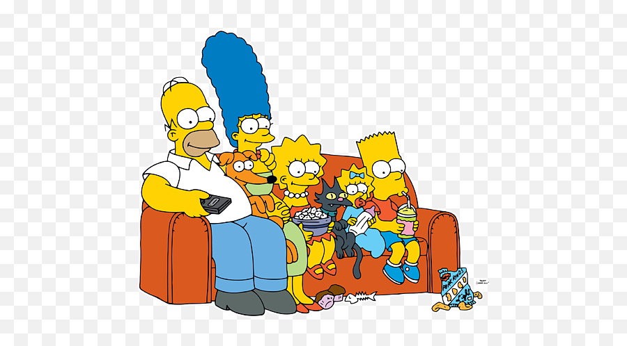 The Simpsons Homer Marge Maggie Bart Lisa Simpson Couch - White Simpsons Shirt Emoji,Two Emotions As An Artist Bart Simpson